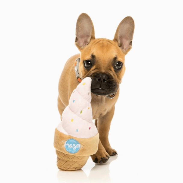 Fuzzyard Ice Cream Cone Dog Toy with a French Bulldog